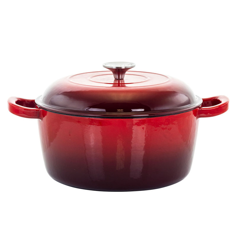 Cocotte rond en fer coulé 5 qt méga chef avec couvercle, Rouge