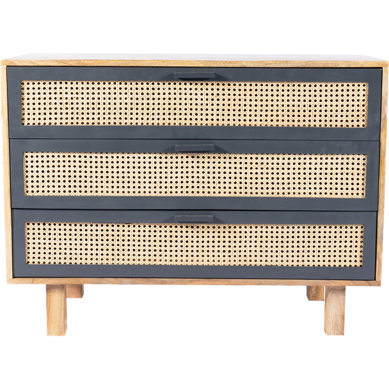 Ashton 3 Drawer Accent Chest, Brown/Dark Gray
