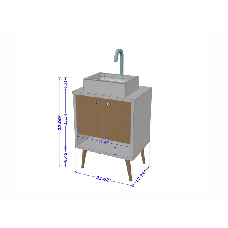Altom 23.62'' Single Bathroom Vanity with Manufactured Wood Top, Brown