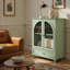 Buffet Farmhouse avec portes en verre à double arche, armoire de rangement verte avec plateau à niveaux et 1 tiroir pour la cuisine, le salon, le bar à café-1500104522