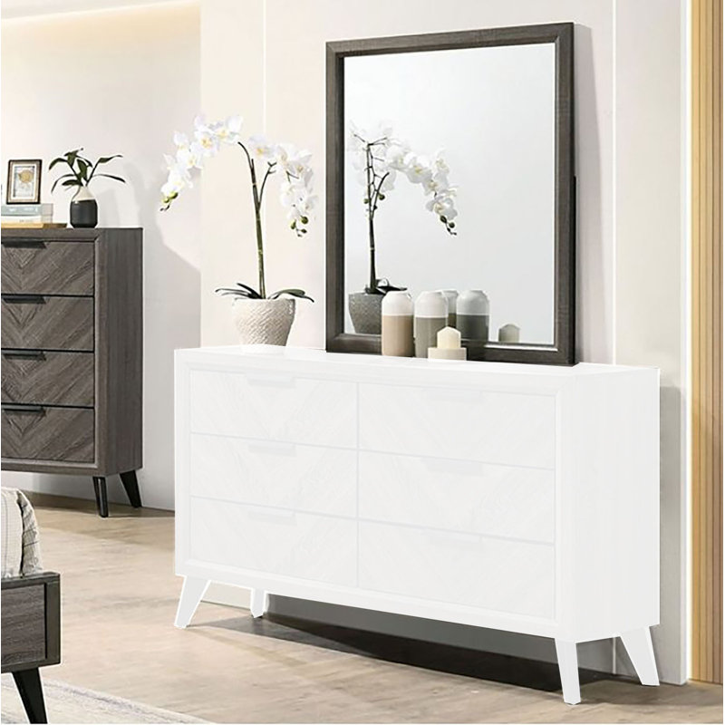 Johnice Wood Flat Wall Mirror