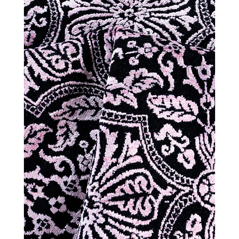 Tapis noué à la main de conception unique Ikat - bleu, 9 pi 3 po x 12 pi 1 po