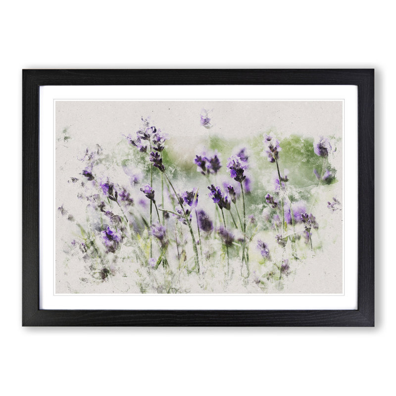Lavender Vol.1 - Picture Frame Graphic Art, 27cm H x 36cm W x 2cm D, Black Framed