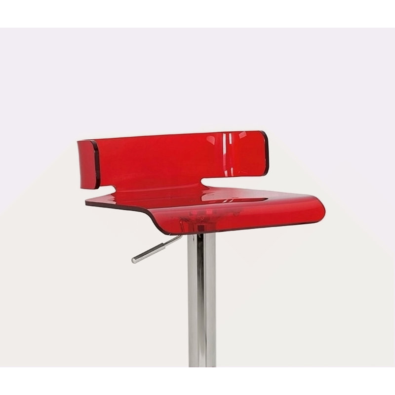 Tabouret de bar à hauteur réglable avec siège pivotant en acrylique rouge et chrome au design épuré et moderne 1 pièce, Rouge
