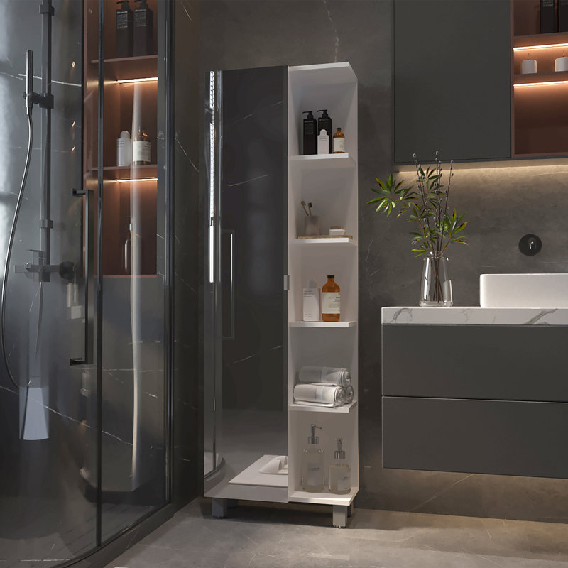 Armoire à linge, miroir, cinq tablettes