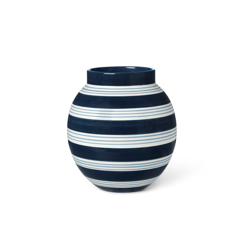 Vase de table en céramique Omaggio Nuovo, Bleu foncé / Blanc, H 8,1 po x l 7,3 po x P 7,3 po