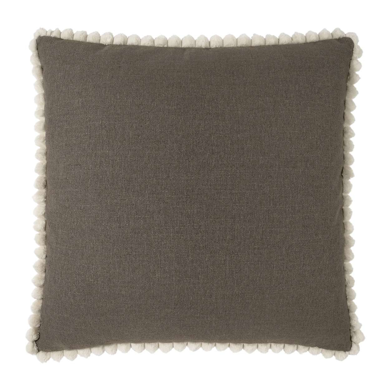 Pom Chic Rayon/Viscose, Polyester, Linen Throw Pillow, Square 22", Mink