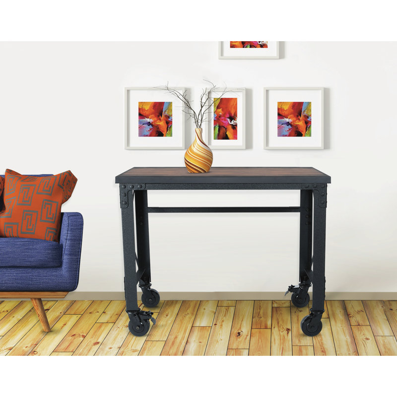 Solid Wood Top Metal Base Desk Shell, 37" H x 46" W x 24" D
