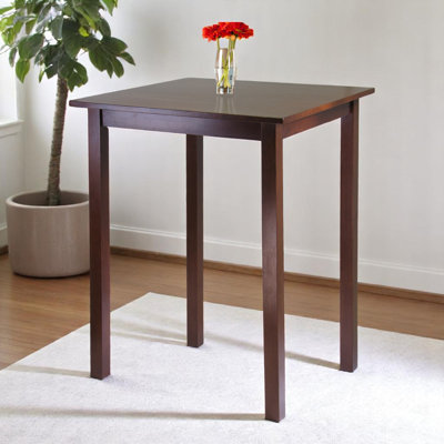 Catarina Walnut Finish Solid Wood Square High Table, 38.82'' H X 33.72'' W X 33.72'' D