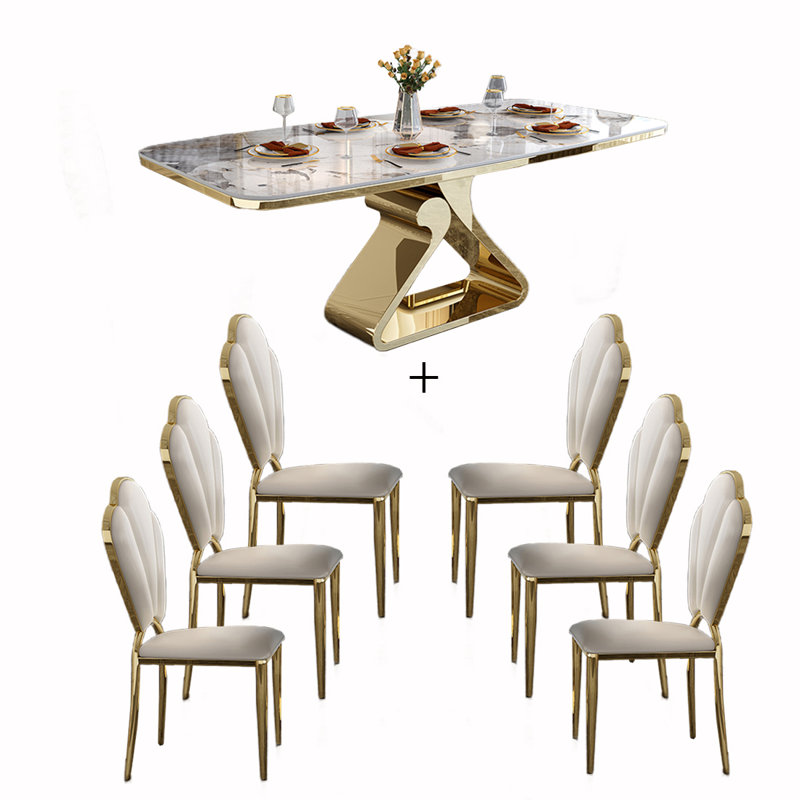Pedestal Dining Set, 29.53" H x 62.99" L x 35.43" W, 7