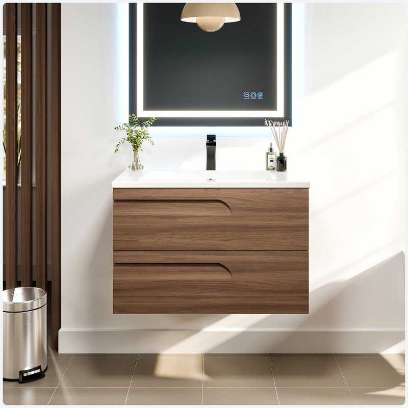 Alberthe 32" Wall-Mounted Single Bathroom Vanity Set, Graywood