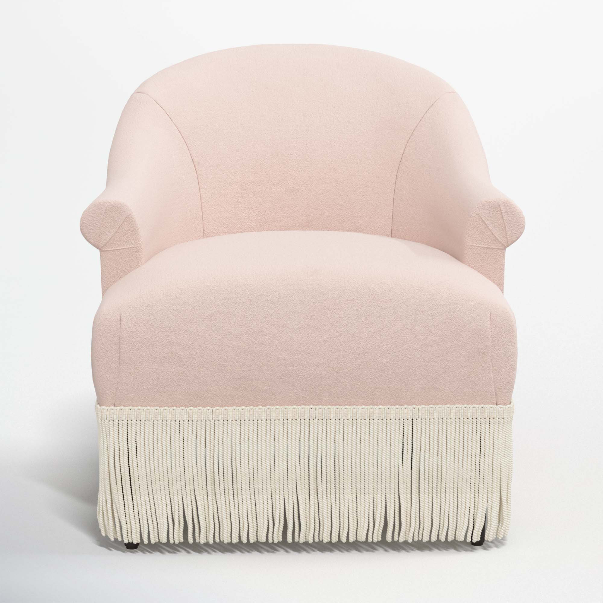 Callie Upholstered Wingback Chair, Classic Blush Performance Velvet, Ivory
