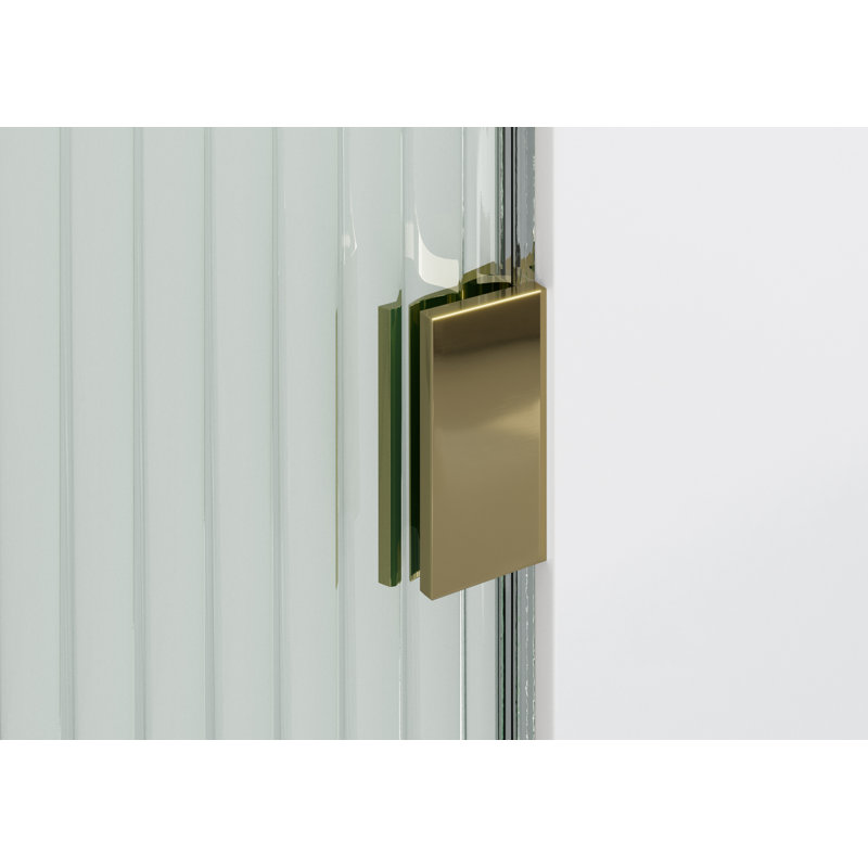 Aurora 36 in. x 78 in. Fully Frameless Fluted Radius Single Fixed Shower Panel, Polished Brass, Right Opening