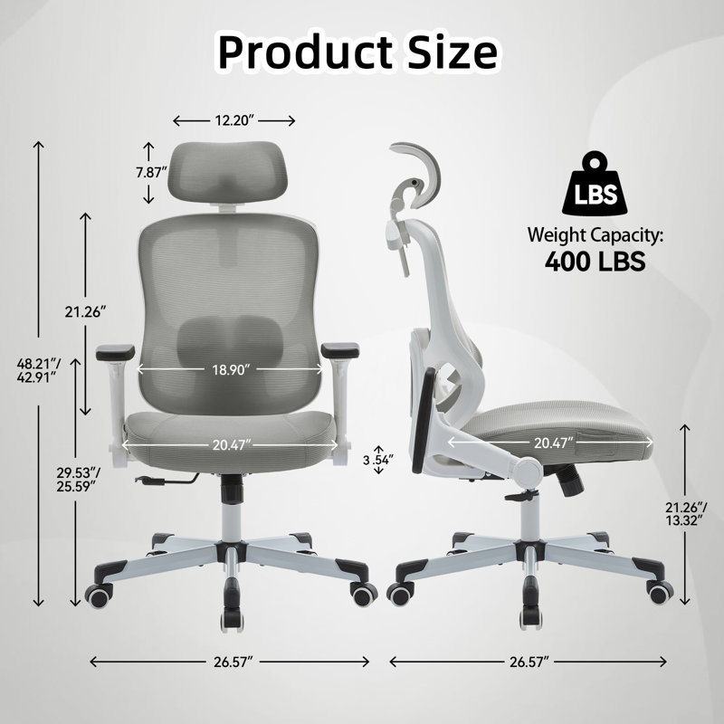 Fauteuil de bureau ergonomique Mawgan, Gris
