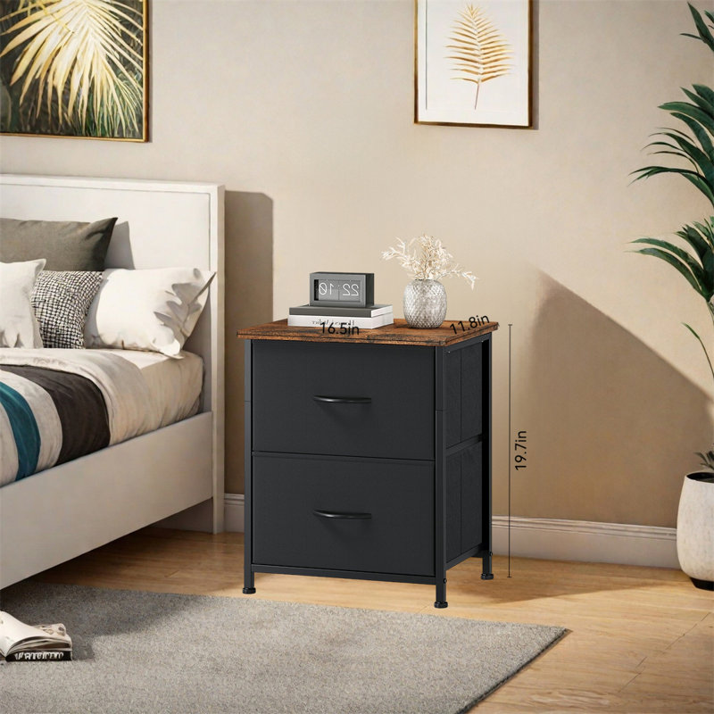 Table de chevet moderne, Noir / brun rustique