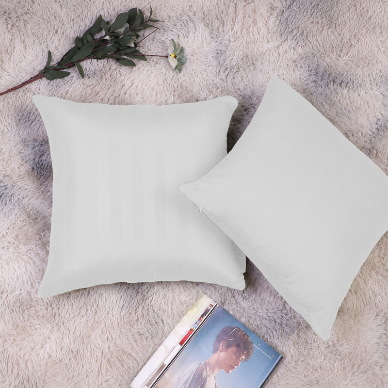 Microfiber Stripe Cushion Cases Sofa coach throw, WHITE
