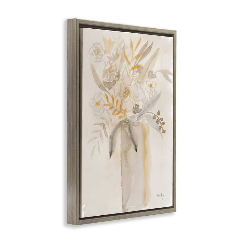 Cadre flottant Earthy Soft Flower, design par Krinlox, H 31 po x l 21 po, Cadre flottant orme Montalcino