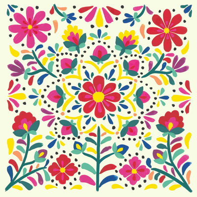 Floral Fiesta White II - impression sur toile tendue