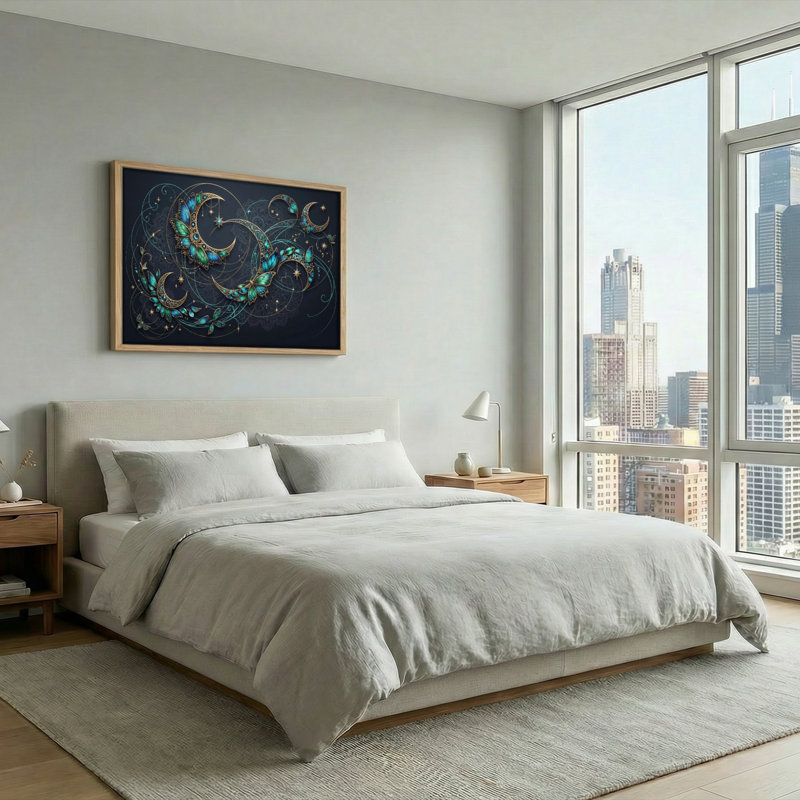 Ensemble de 1 tableau sur toile Papillon Lune, 28"H x 40"W, Naturel