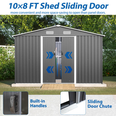 10X8 FT Outdoor Storage Shed, Lockable Doors, Tool Shed for Garden, Patio, Backyard, Lawn