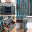 Buffet bleu uni et bois manufacturé