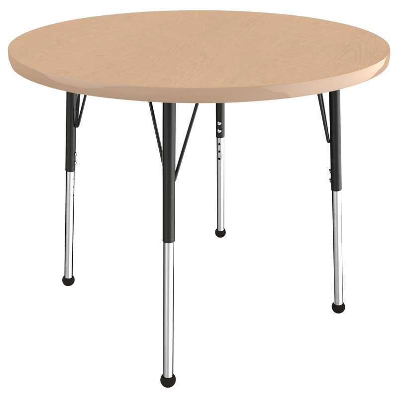 Table ronde à hauteur réglable, 36", Érable / érable, Standard Ball Glide