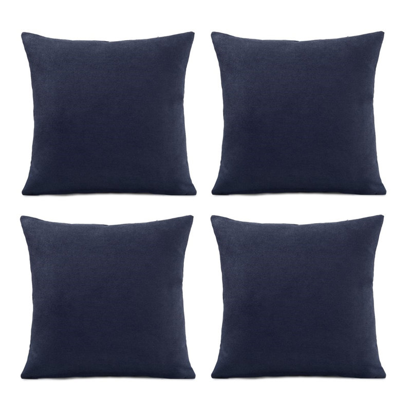 Nalaiyah Velvet Chenille Cushion Covers with Filler Pads, Navy