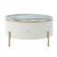 Élégante table basse ronde moderne avec deux tiroirs spacieux pour le rangement, rehaussant l'espace de vie avec sophistication et fonctionnalité-561328150