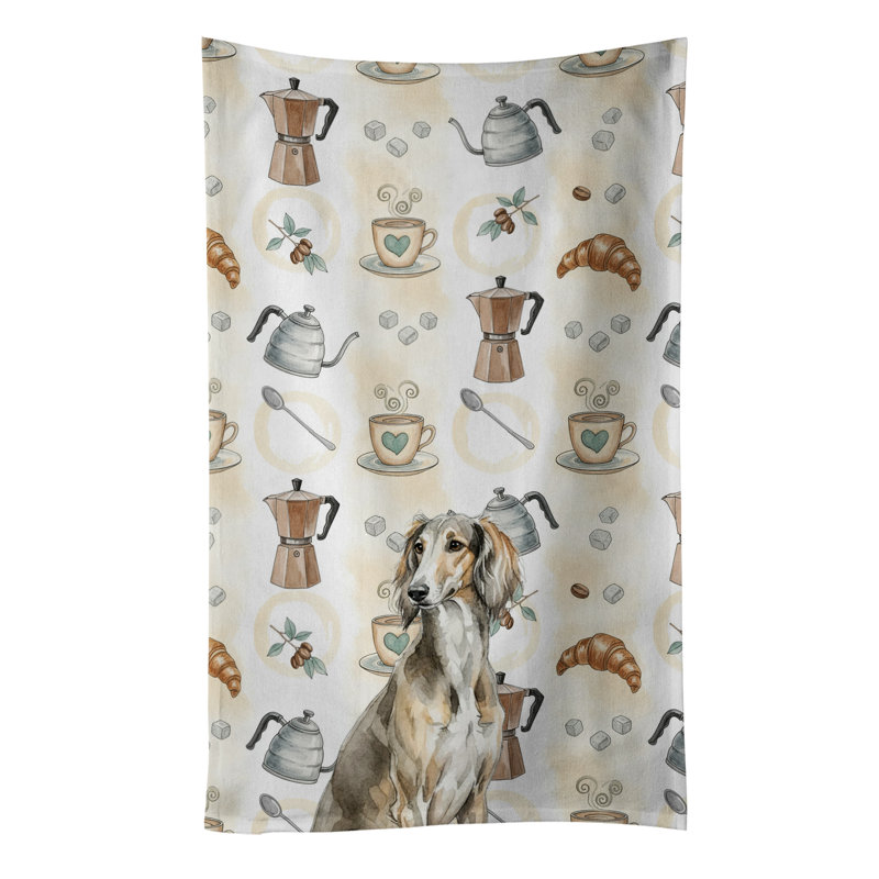 Grizzle Saluki Coffee Bar Kitchen Towel, Grizzle Saluki