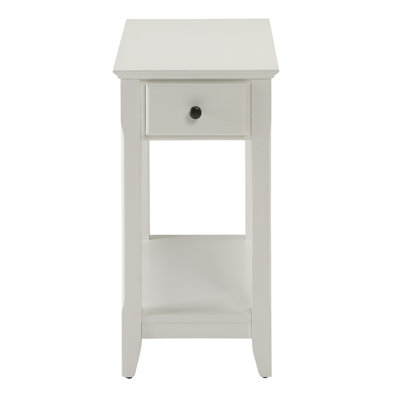 Table d'appoint blanche avec tiroir spacieux - Organisez vos articles essentiels améliorant l'attrait visuel de la pièce