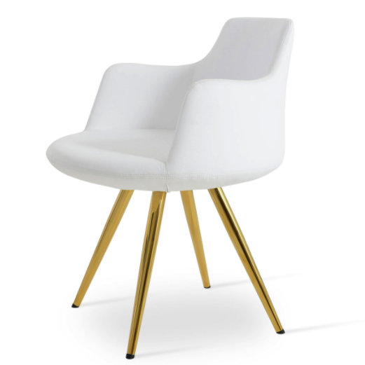 Fauteuil de 25 po de large Dervish, Similicuir os, Or / Laiton
