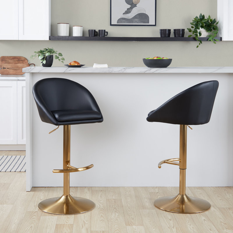 Tabouret de bar Maddison, Noir, noir, noir, noir, Doré