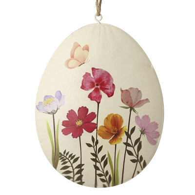 Floral Metal Egg Hanging Dec Sml