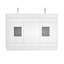 Meuble-lavabo double avec base en bois Gavino-148278212