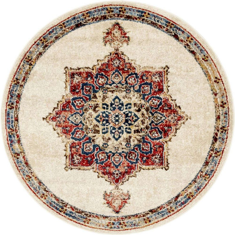 Tapis traditionnel Ulla couleur moka, Rond 4 pi