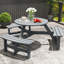 Banc de table de pique-nique avec trou pour parasol pour 6 personnes - gris