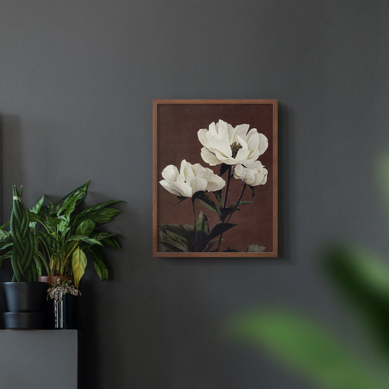 «Vintage Floral Print», imprimé de cadre photo simple, Noyer