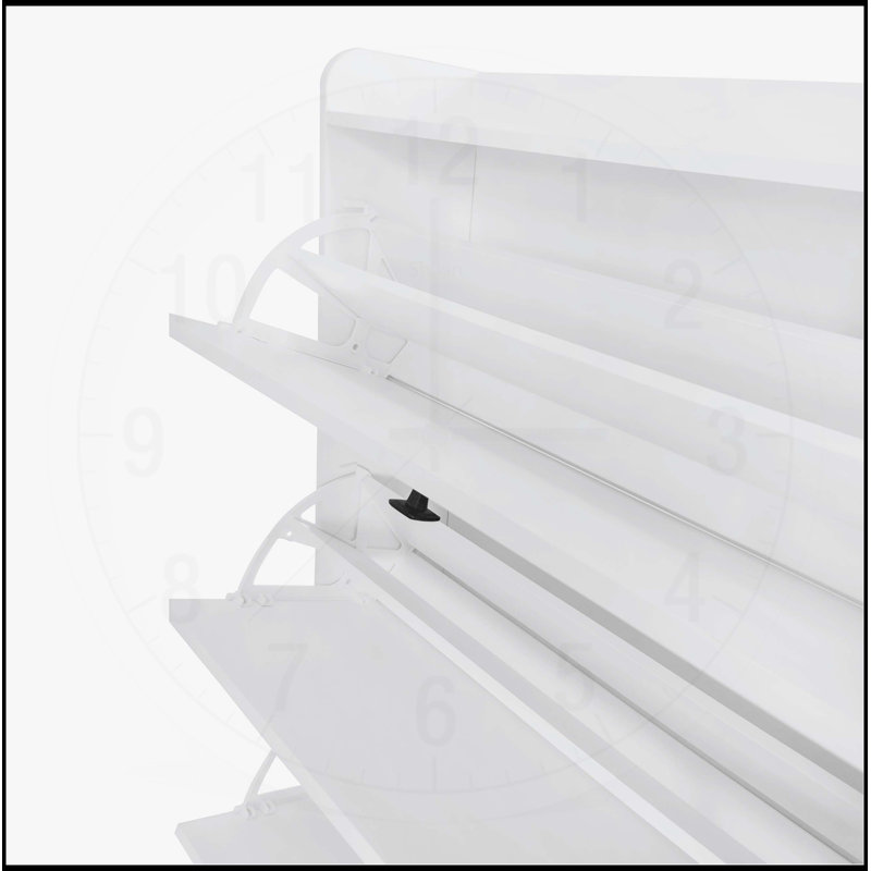 Versatile Tipping Bucket Shoe Cabinet with 3 Flip Drawers, Maximum Storage Entryway Organizer with Pull-down Seat, White