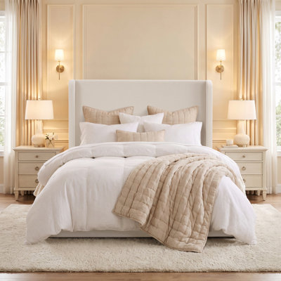 Caron Upholstered Wingback Bed, Boxspring Required