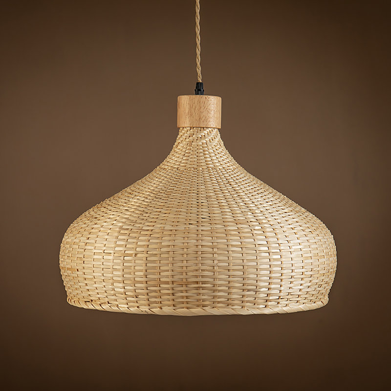 Luminaire suspendu en forme de dôme naturel à 1 lumière Allmon avec accent en bois