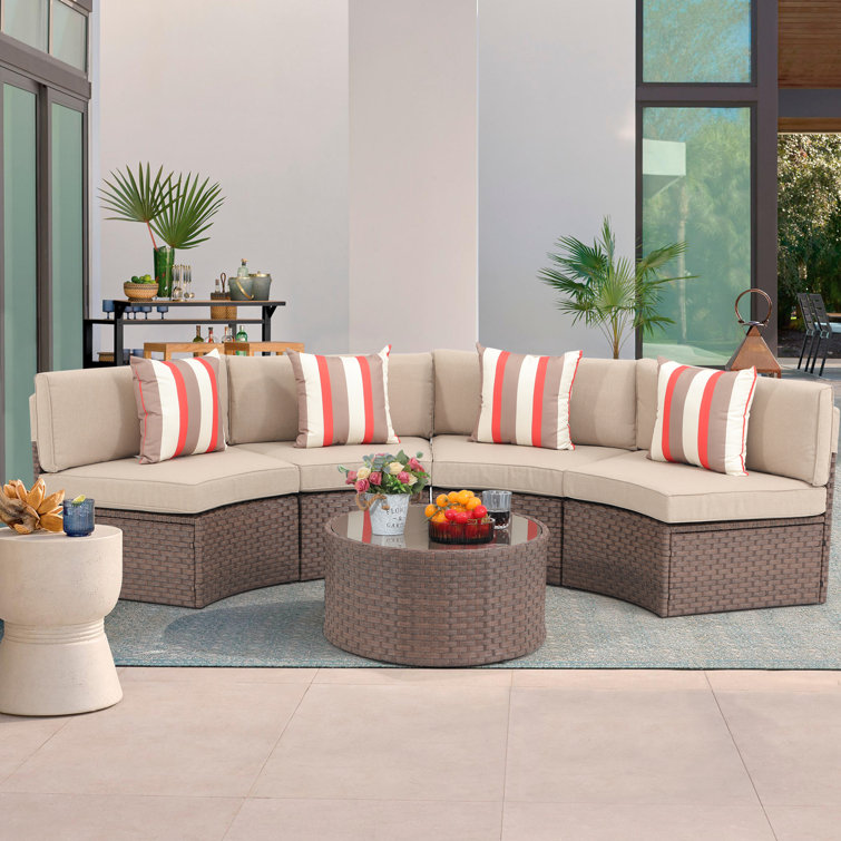 Rasmus 4 - Person Modular Patio Conversation Sets with Cushions