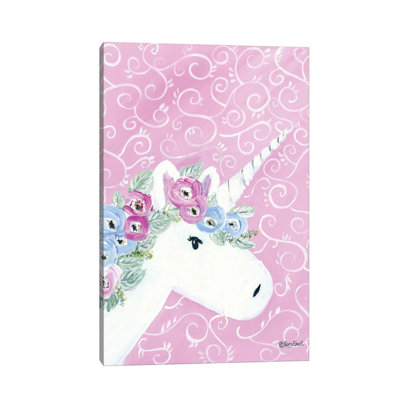 Floral Unicorn II by Roey Ebert - Painting on Canvas, 66.04cm H x 45.72cm W x 3.81cm D, Wrapped Canvas