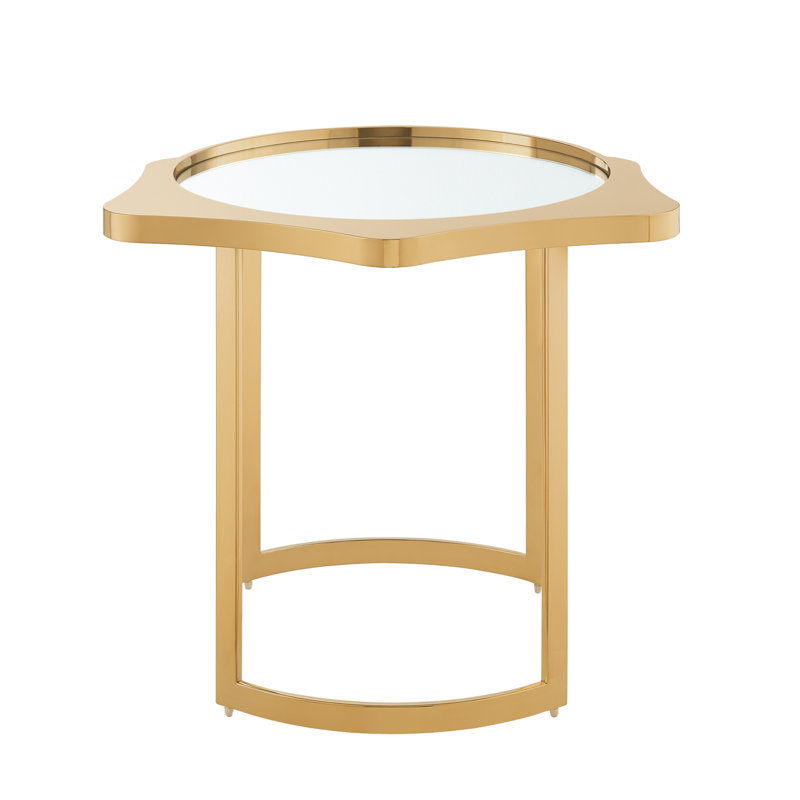 Mirrored Top End Table, Gold