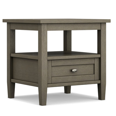 Warm Shaker Solid Wood End Table with Storage Drawer