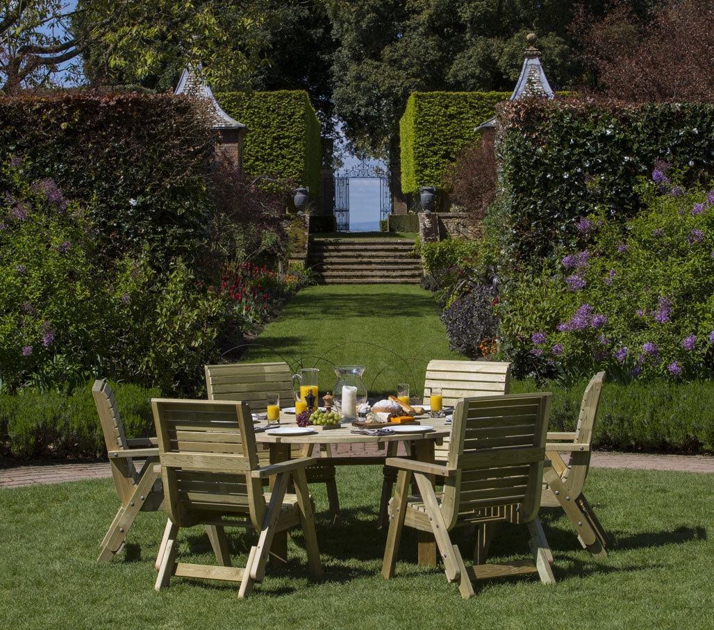 Round Redwood Outdoor Dining Table With Umbrella Hole , 156cm cm W 156cm cm D