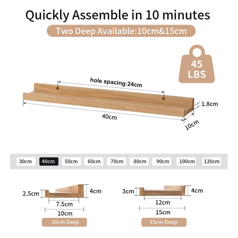 Sahana Floating Shelf, Natural Oak
