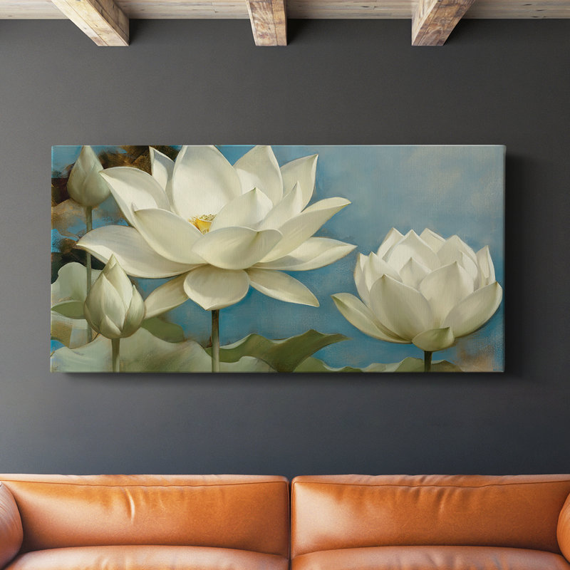 Lotus I - Toile tendue avec châssis - Prêt à accrocher, H 24 po x l 48 po