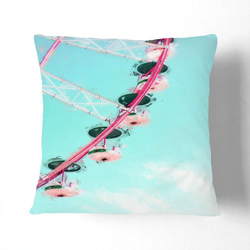 Ferris Wheel in Abstract Cushion with Filling, 55cm H x 55cm W x 20cm D, Black