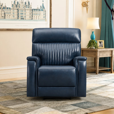 Fauteuil inclinable 39 po en cuir véritable à triple gravité avec port USB-C et port USB-C