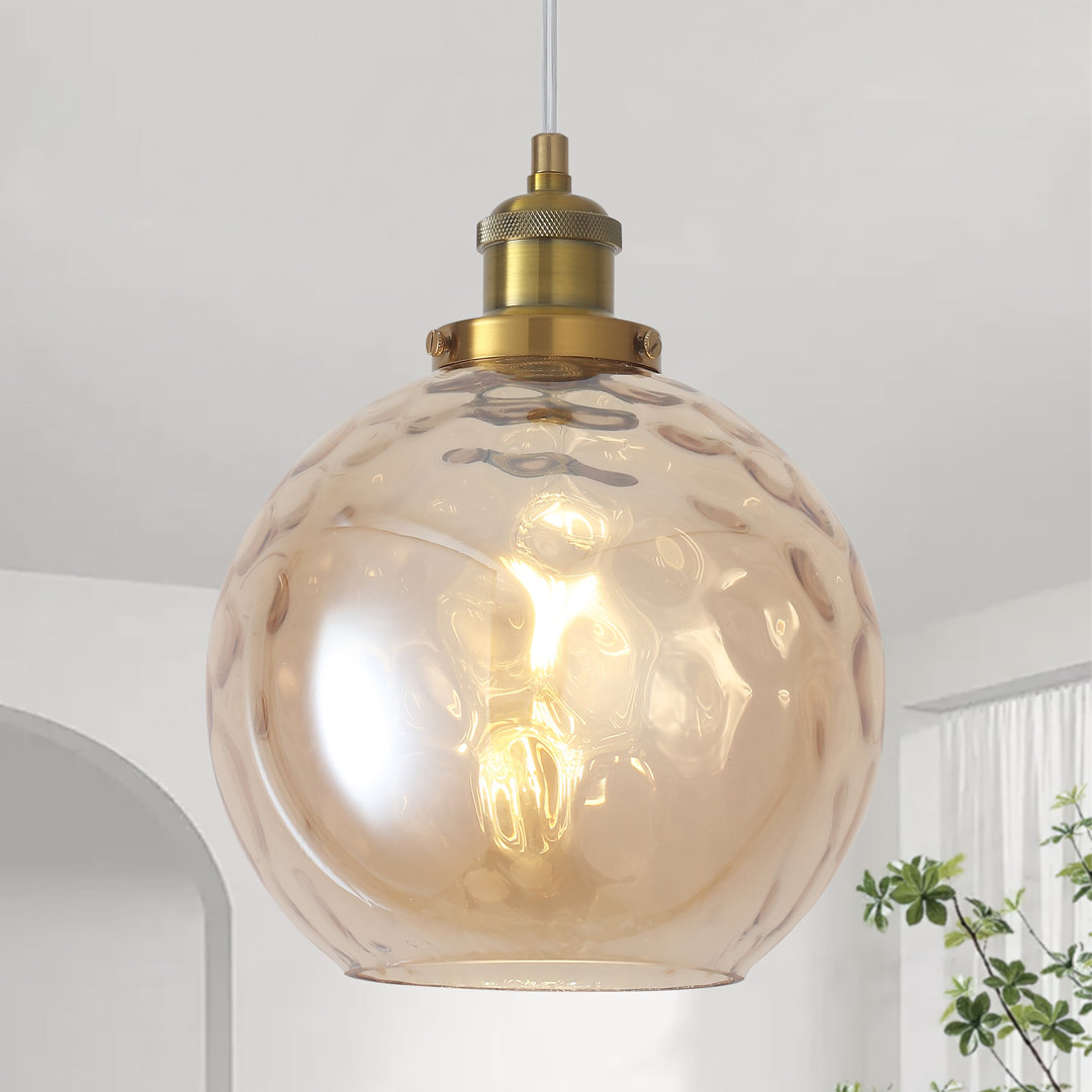 Joulane 1 - Light 8" Wide Modern Rustic Globe Single Pendant Lights With Glass Shade, Farmhouse Kitchen Lighting with E26 Socket Breakwater Bay Shade 